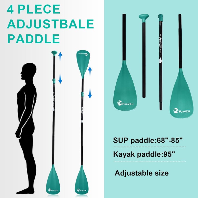 FunVZU SUP Paddle, Stand Up Paddle Board Paddle Lightweight Adjustable 4-Piece Aluminium Kayak Paddles, Unique Lock Design Floating Alloy Shaft Paddle for Paddle Board - Image 5